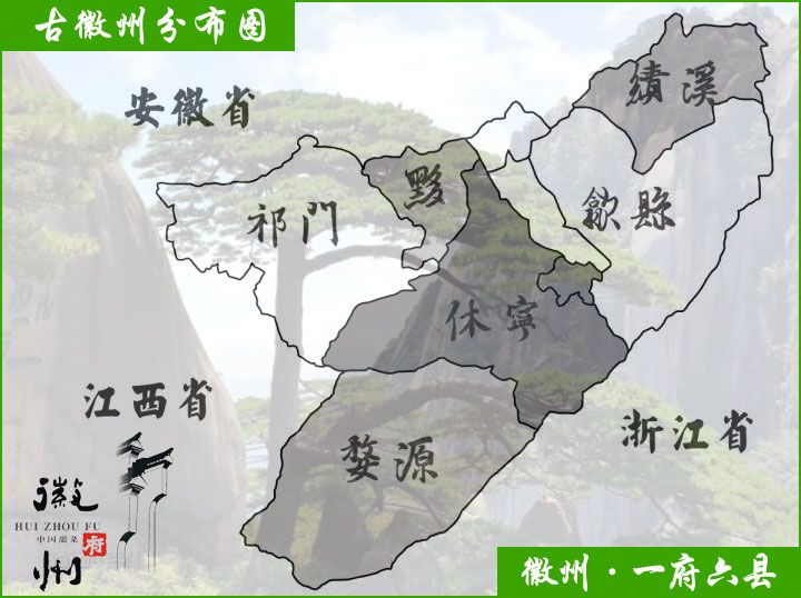 (古徽州一府六县分布地图)